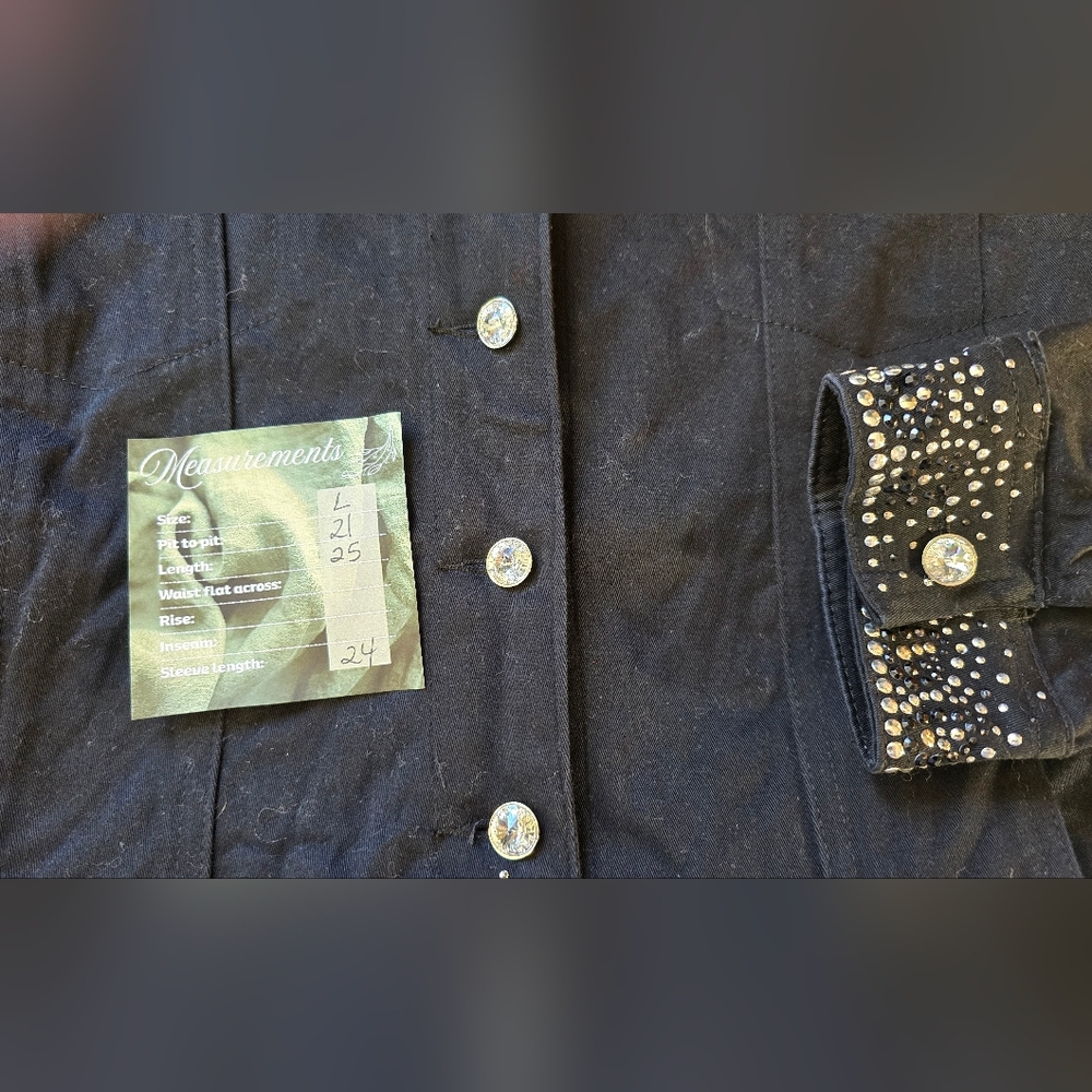Christine Alexander Black Cotton Jacket With Bling - Picture 5 of 6
